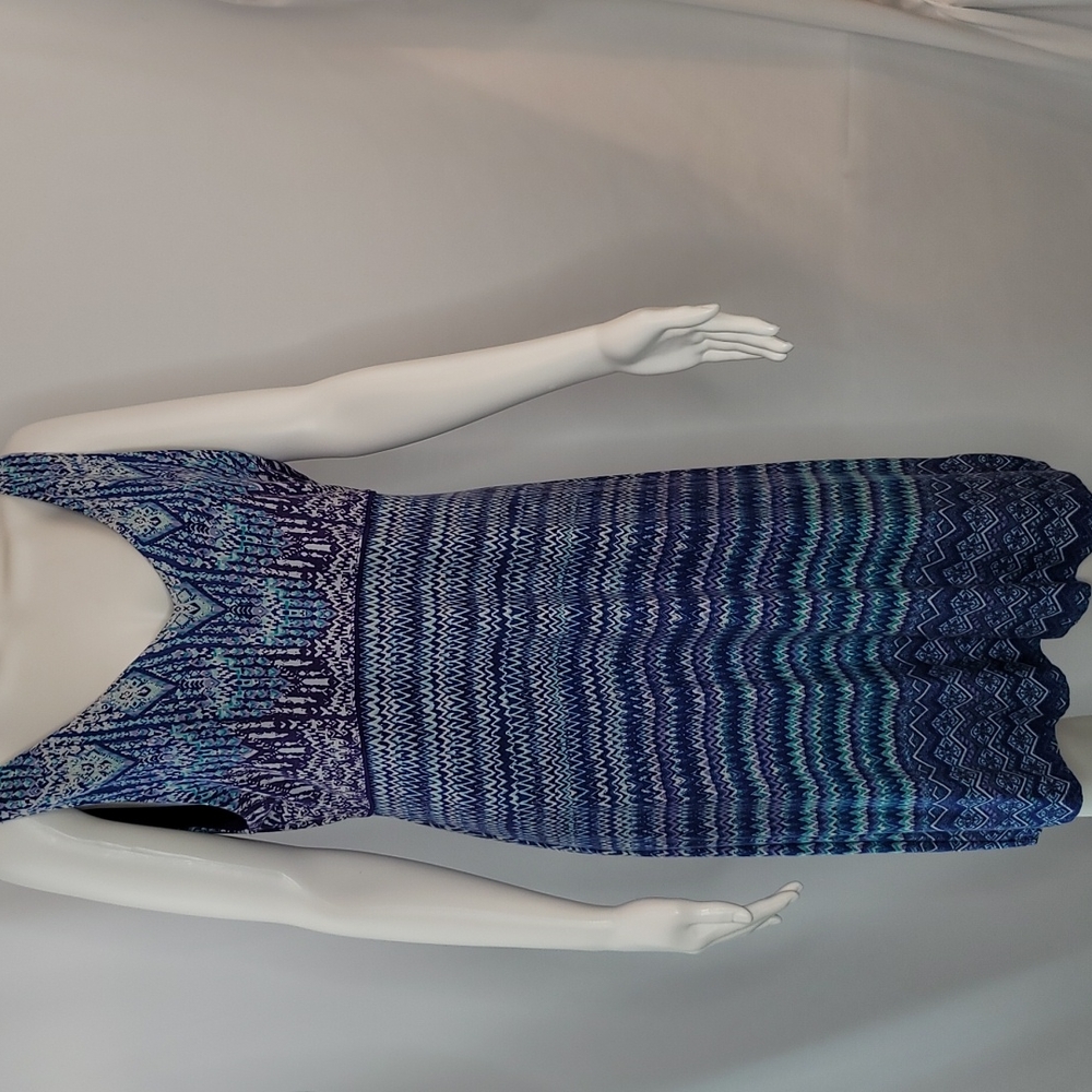 Athleta Santorini Blue & Purple Sleeveless V-Neck Dress